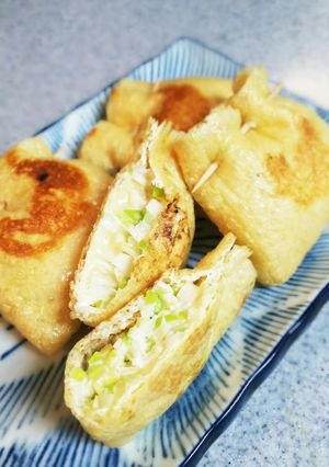 長ねぎ柚子胡椒マヨ＆チーズin油揚げ焼き-レシピのメイン写真