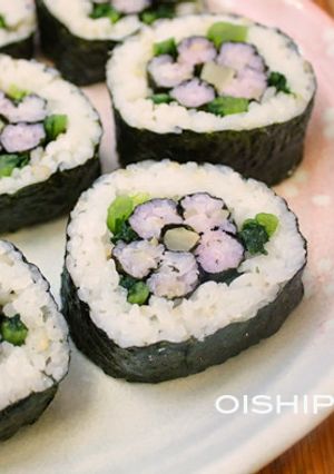 ピンクのお花太巻き、恵方巻き-レシピのメイン写真