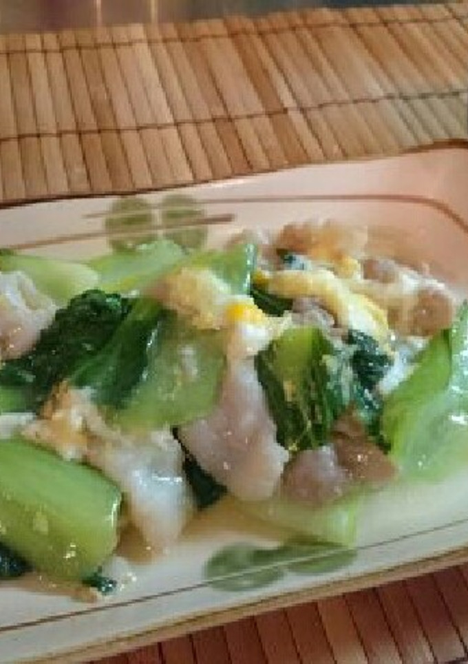 チンゲン菜と豚肉と卵のとろみ炒め-レシピのメイン写真