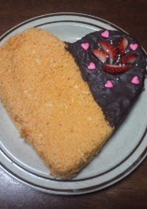 ハートのスポンジケーキチョコ添え-レシピのメイン写真