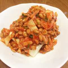 รูปของ 簡単うま♪【納豆キムチ豆腐】