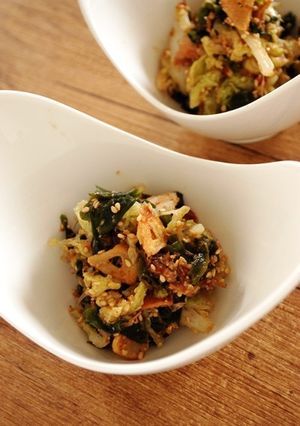 白菜とわかめのにんにく胡麻和え♪-レシピのメイン写真