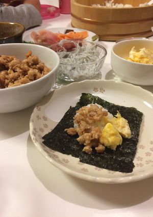 子供大好き手巻きごはん☆2色そぼろ-レシピのメイン写真
