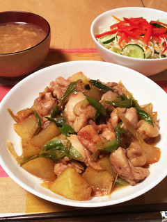 大根とネギと鶏もも肉の煮焼き-レシピのメイン写真