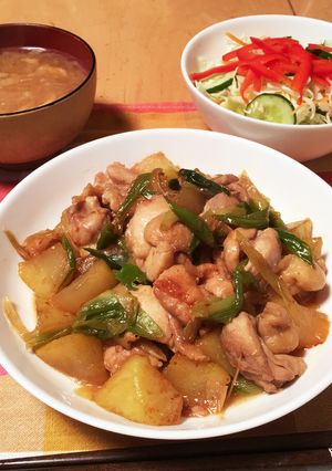 大根とネギと鶏もも肉の煮焼き-レシピのメイン写真