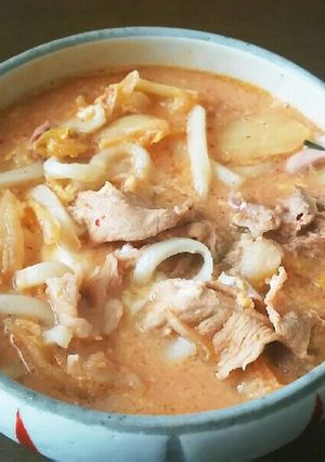 ずぼら一人ご飯☆キムチスープ(うどん)-レシピのメイン写真