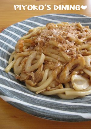 手抜きごはん❤なめ茸とちくわの焼きうどん-レシピのメイン写真