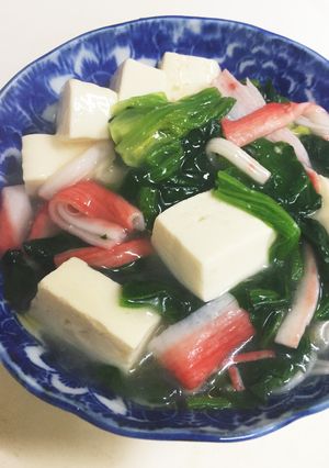 3分クック♪豆腐と法蓮草カニカマあん-レシピのメイン写真