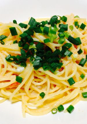 包丁いらずのめんたい和風釜玉パスタ-レシピのメイン写真