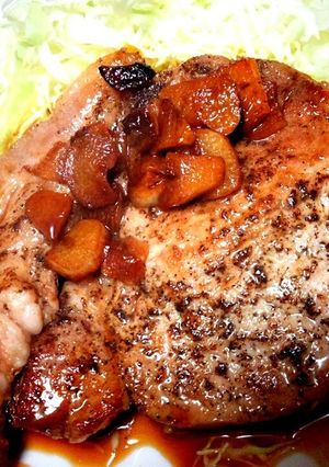 ガリバタ醤油ポークステーキ♪赤ワイン風味-レシピのメイン写真