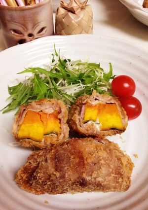 豚コマdeカボチャ巻きカツ-レシピのメイン写真
