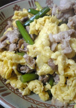 中国家庭料理！にんにくの芽の卵炒め-レシピのメイン写真