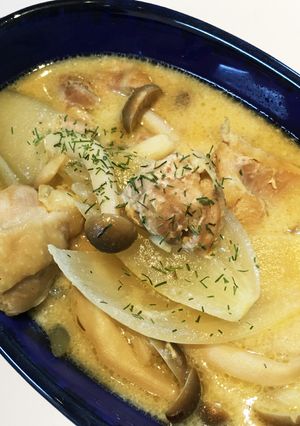 鶏肉ときのこの豆乳煮-レシピのメイン写真