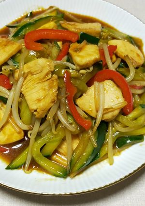 きゅうりと鶏むね肉の甜麺醤炒め-レシピのメイン写真