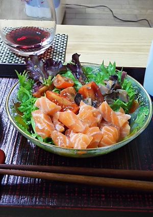 サーモンと栄螺山葵酢サラダ仕立て-レシピのメイン写真