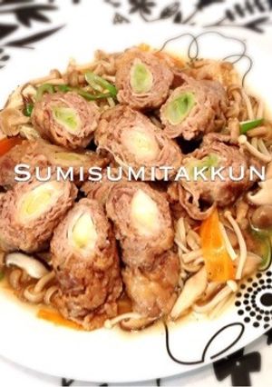 ネギの牛肉巻き☆野菜あんかけ♪-レシピのメイン写真