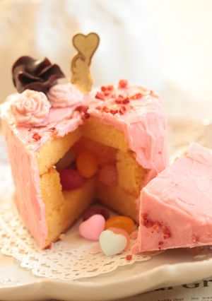 バレンタイン❤ハートのサプライズケーキ♪-レシピのメイン写真