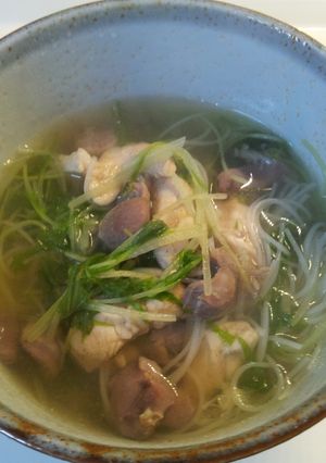 水菜と砂肝とささみの鍋の後の汁ビーフン-レシピのメイン写真