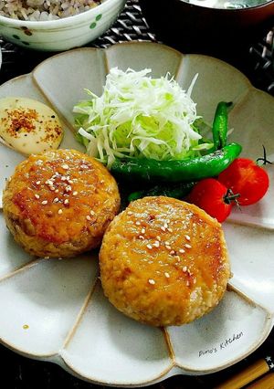 ヘルシー♪ザクザク食感のれんこんのつくね-レシピのメイン写真