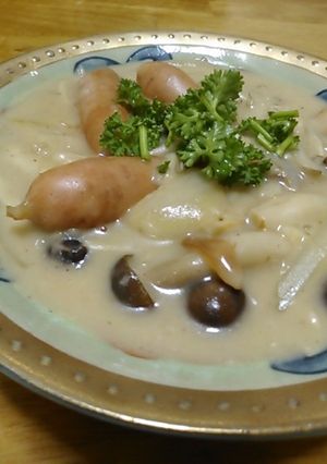 ウィンナーと茸たっぷりクリームシチュー-レシピのメイン写真