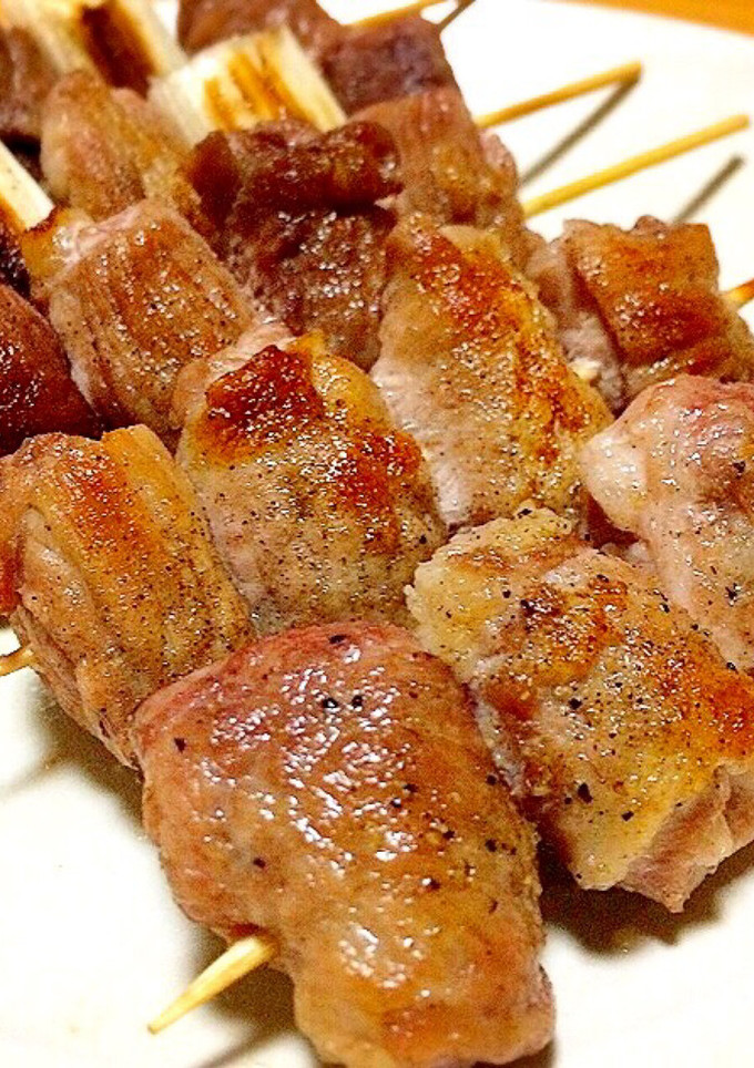 激安 豚コマ丸めて串焼き 豚串&ネギマ-レシピのメイン写真