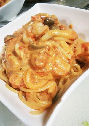 ＊海老ときのこのトマトクリームパスタ＊-レシピのメイン写真