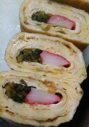 高菜とカニカマの彩り卵焼き☆お弁当に♪-レシピのメイン写真
