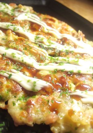 たけのこ（姫皮）と豚ばら肉のお好み焼き風-レシピのメイン写真