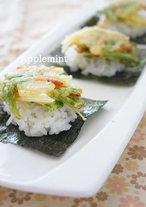 桜海老と水菜のかき揚げ天丼風手まきごはん-レシピのメイン写真