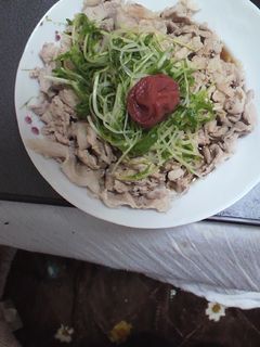 南高梅と、豚肉水菜の、味ポン漬け-レシピのメイン写真