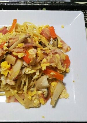 【1人分】卵とエリンギのパスタ-レシピのメイン写真