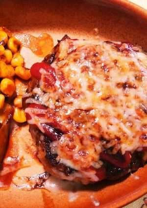 豚ひき肉のチーズのせオーブンハンバーグ♪-レシピのメイン写真