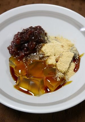 簡単！寒天十六茶(あずき黒蜜きな粉)-レシピのメイン写真