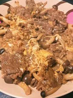 牛切落とし肉としめじの卵オイスター炒め-レシピのメイン写真