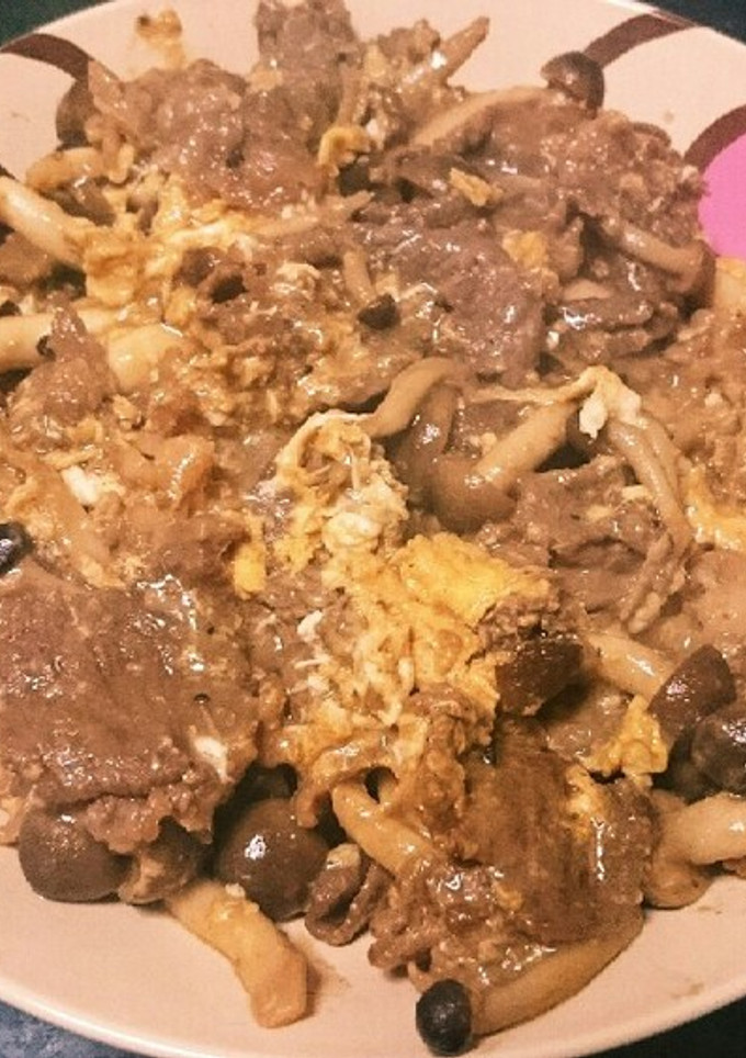 牛切落とし肉としめじの卵オイスター炒め-レシピのメイン写真