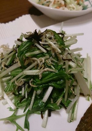 水菜とジャコの塩こんぶサラダ-レシピのメイン写真