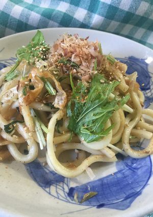 じゃこと水菜の和風焼うどん-レシピのメイン写真