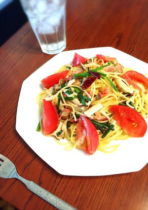 トマトときのこのペペロンチーノ-レシピのメイン写真