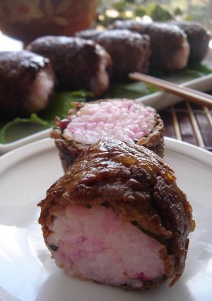 春色☆牛肉巻きおにぎり-レシピのメイン写真