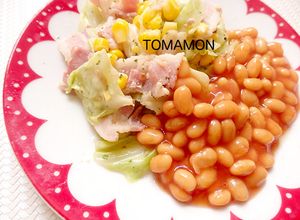 ニュージーランドのビーンズ缶に野菜炒め♪-レシピのメイン写真