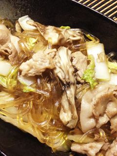 白菜と豚肉とくずきりオイスターソース炒め-レシピのメイン写真