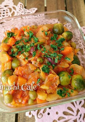 隠し味がみそ❤芽キャベツとお豆のトマト煮-レシピのメイン写真