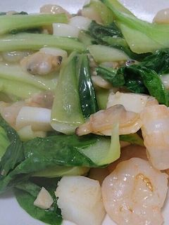 シーフードミックス◎チンゲン菜炒め-レシピのメイン写真