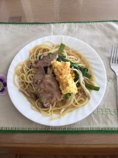 ニラ玉パスタ学食風-レシピのメイン写真