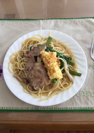 ニラ玉パスタ学食風-レシピのメイン写真