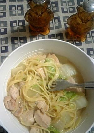 一人分！白菜とろーり☆鶏クリーム煮のパスタ-レシピのメイン写真