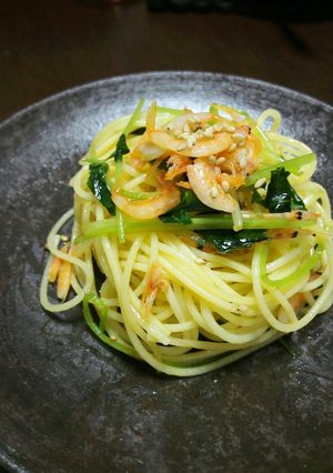 桜えびと三つ葉のペペロンチーノ-レシピのメイン写真