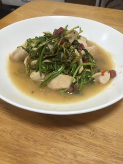 ササミとセリの梅炒め-レシピのメイン写真