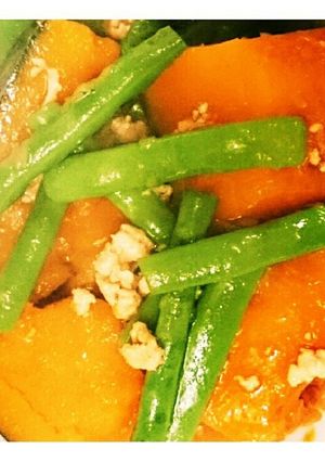 栗かぼちゃの煮物 いんげんひき肉でそぼろ-レシピのメイン写真