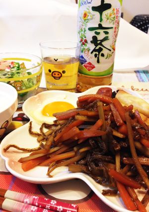 凍コンニャクの味噌キンピラwith十六茶-レシピのメイン写真